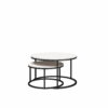 Ameriwood Home Caldwell 4-Piece Nesting Coffee and End Table Bundle, Ivory Pine w/ Black Metal