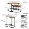 Ameriwood Home Caldwell 4-Piece Nesting Coffee and End Table Bundle, Ivory Pine w/ Black Metal