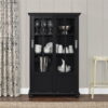 Ameriwood Home Aaron Lane Bookcase with Sliding Glass Doors, Multiple Colors - BLACK