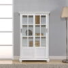 Ameriwood Home Aaron Lane Bookcase with Sliding Glass Doors, White