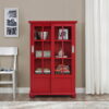 Ameriwood Home Arron Lane Bookcase with Sliding Glass Doors-Finish, Red