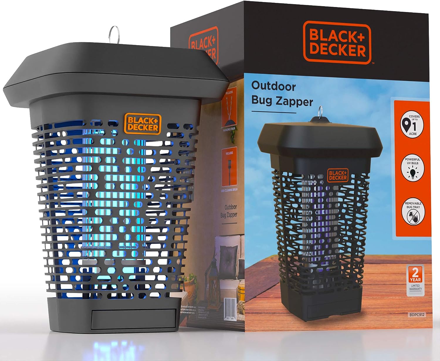 BLACK+DECKER Bug and Fly Zapper, Mosquito Attractant Killer and Fly Trap  Pest Control for All Insects, Including Flies, Gnats Indoor & Outdoor 