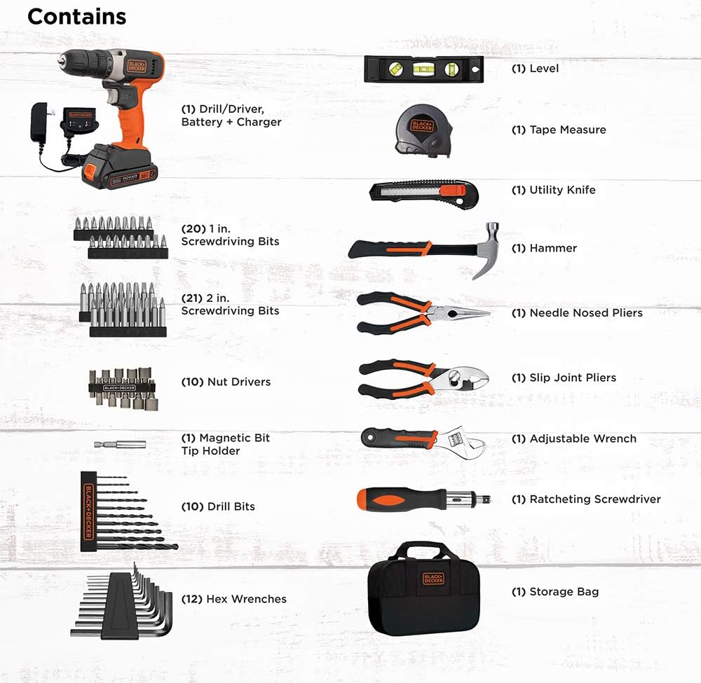 20V MAX* Drill with Home Tool Kit, 66-Piece | BLACK+DECKER