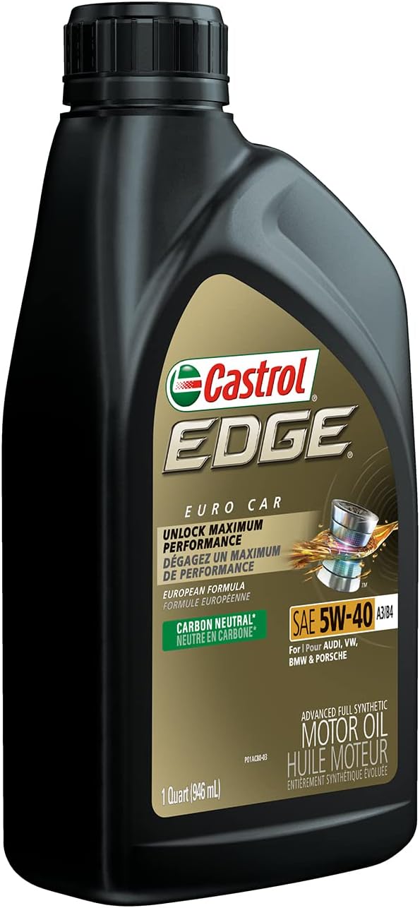 Castrol EDGE Euro 5W-40 A3/B4 Advanced Full Synthetic Motor Oil, 1 Quart,  Pack of 6