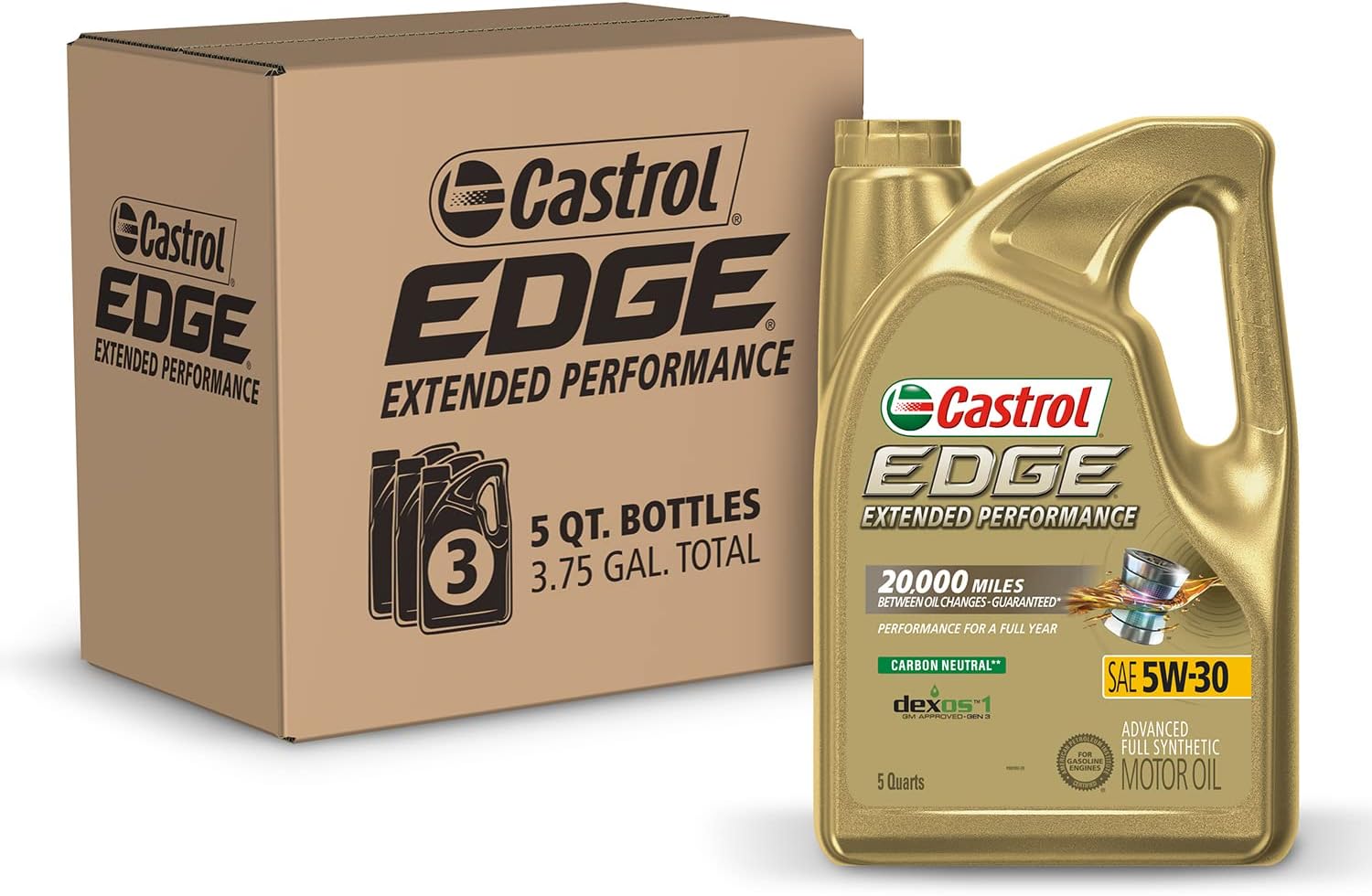 Castrol Edge 5W-30 LL Motor Oil, Advanced Full Synthetic, 5 Quarts