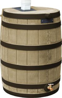 Good Ideas RW50-DR-TC Rain Wizard Rain Barrel 50-Gallon Darkened Ribs, Terra Cotta, Khaki (RW50-DR-KHA)