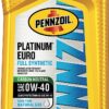 Pennzoil Platinum Euro Full Synthetic 0W-40 Motor Oil (1-Quart, Case of 6)