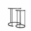 Ameriwood Home Caldwell 4-Piece Nesting Coffee and End Table Bundle, Ivory Pine w/ Black Metal
