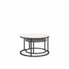Ameriwood Home Caldwell 4-Piece Nesting Coffee and End Table Bundle, Ivory Pine w/ Black Metal