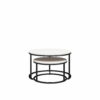 Ameriwood Home Caldwell 4-Piece Nesting Coffee and End Table Bundle, Ivory Pine w/ Black Metal