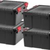 IRIS 30.6 Quart WeatherPro™ Plastic Storage Bin Tote Organizing Container with Durable Lid and Seal and Secure Latching Buckles, 4 Pack