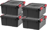 IRIS 30.6 Quart WeatherPro™ Plastic Storage Bin Tote Organizing Container with Durable Lid and Seal and Secure Latching Buckles, 4 Pack