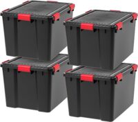 IRIS 74 Quart WeatherPro™ Plastic Storage Bin Tote Organizing Container with Durable Lid and Seal and Secure Latching Buckles, 4 Pack