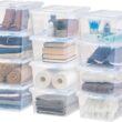 IRIS USA 12 Pack 17 Quart Plastic Storage Bin Tote Organizing Container, Clear