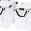 IRIS USA 2 Pack 103qt WEATHERPRO Airtight Wheeled Plastic Storage Bin with Lid and Seal and Secure Latching Buckles, Pull Handle