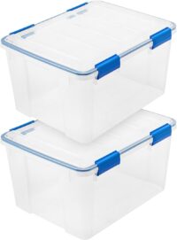 IRIS USA 2 Pack 44 Quart WeatherPro™ Multi-Purpose Storage Box with Latching Buckles, Clear