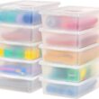 IRIS USA 28 Quart Plastic Storage Bin Tote Organizing Container with Latching Lid, Stackable and Nestable, Clear, 10 Pack