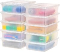Mainstays 68 qt Jumbo Stackable Plastic Closet Storage Organizer Box, Set  of 6