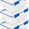IRIS USA 3 Pack 16 Quart WeatherPro Plastic Storage Box Durable Lid and Seal and Secure Latching Buckles