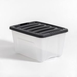 IRIS USA 4 Pack 32qt Clear View Plastic Storage Bin with Lid and Secure Latching Buckles, Clear&Black