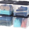 IRIS USA 4 Pack 40qt Clear View Plastic Storage Bin with Lid and Secure Latching Buckles, Clear&Black