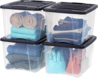 IRIS USA 4 Pack 91qt Large Clear View Plastic Storage Bin with Lid and  Secure Latching Buckles