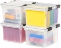 IRIS USA 4Pack 32qt WEATHERPRO Airtight Plastic Storage Bin with Lid and Seal and Secure Latching Buckles