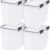 IRIS USA 4Pack 36qt WEATHERPRO Airtight Plastic Storage Bin with Lid and Seal and 4 Secure Latching Buckles