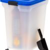 IRIS USA 50Lb, 67Qt WeatherPro Airtight Charcoal, Pellet, or Pet Food Storage Container with Scoop and Attachable Wheels