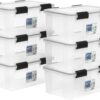 IRIS USA 6 Pack 19qt WEATHERPRO Airtight Plastic Storage Bin with Lid and Seal and 4 Secure Latching Buckles