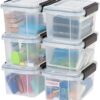 IRIS USA 6 Pack 6.5qt WEATHERPRO Airtight Plastic Storage Bin with Lid and Seal and Secure Latching Buckles 
