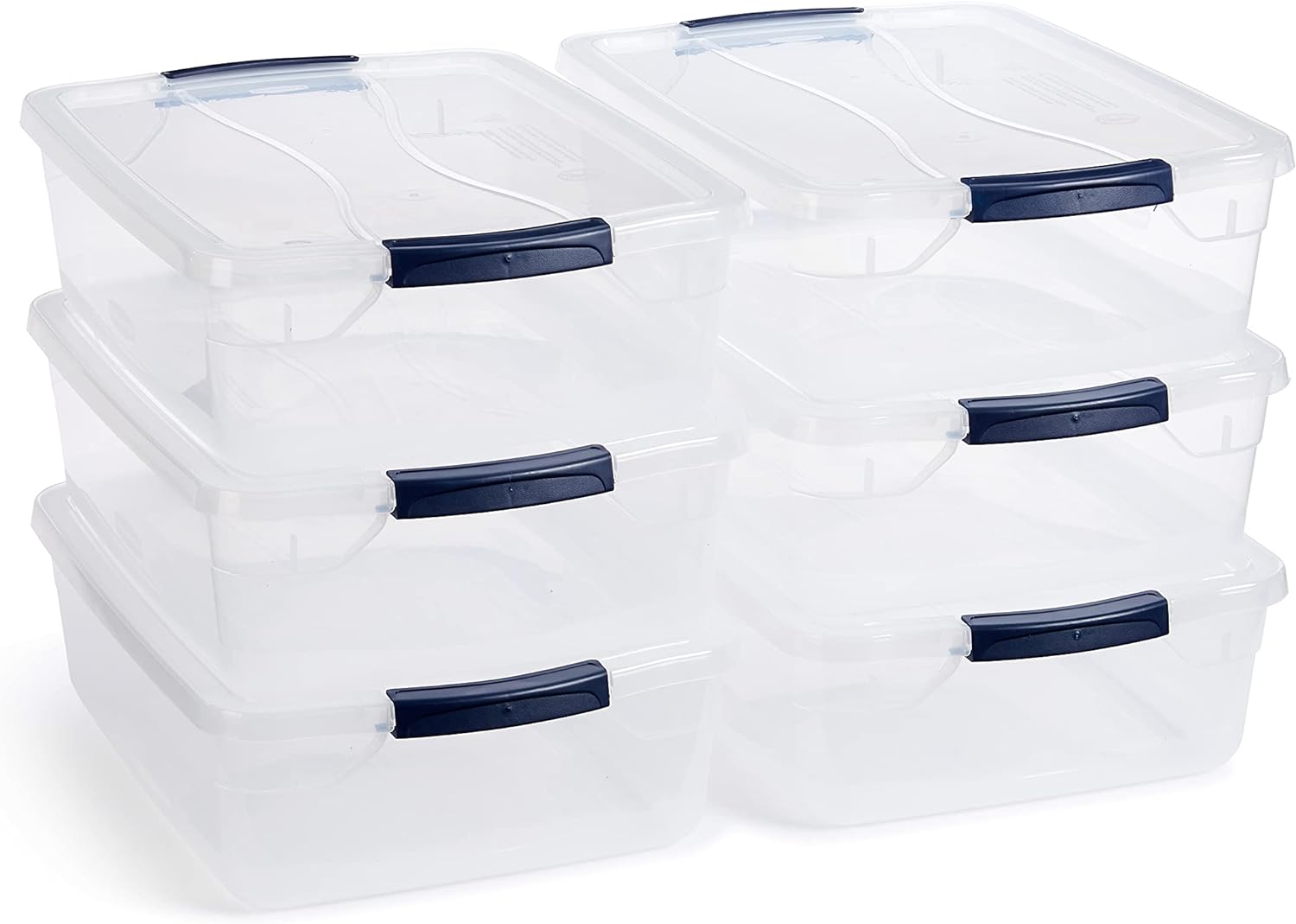 Iris USA 4 Pack 40qt Clear View Plastic Storage Bin with Lid and Secure Latching Buckles