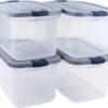 Rubbermaid Roughneck Clear 66 Qt 16.5 Gal Storage Containers, Pack of 4
