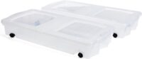 Rubbermaid Under the Bed Wheeled Storage Box, 68 Qt, Pack of 2, Plastic Containers