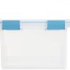 Sterilite 32 Quart Stackable Clear Plastic Storage Tote Container with Blue Gasket Latching Lid for Home and Office Organization, Clear (12 Pack)