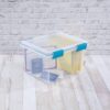 Sterilite 32 Quart Stackable Clear Plastic Storage Tote Container with Blue Gasket Latching Lid for Home and Office Organization, Clear (16 Pack)