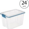 Sterilite Large 20 Quart Multipurpose Clear Plastic Storage Container Tote with Latching Lid for Home and Office Organization (24 Pack) Sterilite Large 20 Quart Multipurpose Clear Plastic Storage Container Tote with Latching Lid for Home and Office Organization (24 Pack)