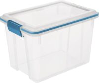 Rubbermaid Roughneck Clear 19Qt/ 4.75 Gal Storage Containers, Pack of 6,  with Snap-Fit Grey Lids, Visible Base, Sturdy and Stackable, Great for