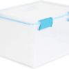 Sterilite Large 32 Quart Multipurpose Clear Plastic Storage Container Tote with Latching Lid for Home and Office Organization, (8 Pack)