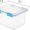 Sterilite Large 32 Quart Multipurpose Clear Plastic Storage Container Tote with Latching Lid for Home and Office Organization, (8 Pack)