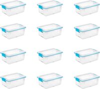 Sterilite Multipurpose 12 Quart Plastic Storage Container Tote Box with Secure Gasket Sealed Latching Lids for Home and Office Organization, (12 Pack)