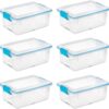 Sterilite Multipurpose 12 Quart Plastic Storage Container Tote Box with Secure Gasket Sealed Latching Lids for Home and Office Organization, (6 Pack)