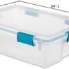 Sterilite Multipurpose 37 Quart Clear Plastic Under-Bed Storage Tote Bins with Secure Gasket Latching Lids for Home Organization, (16 Pack)