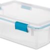 Sterilite Multipurpose 37 Quart Clear Plastic Under-Bed Storage Tote Bins with Secure Gasket Latching Lids for Home Organization, (16 Pack)