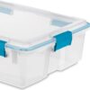 Sterilite Multipurpose 37 Quart Clear Plastic Under-Bed Storage Tote Bins with Secure Gasket Latching Lids for Home Organization, (16 Pack)