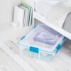 Sterilite Multipurpose 37 Quart Clear Plastic Under-Bed Storage Tote Bins with Secure Gasket Latching Lids for Home Organization, (16 Pack)