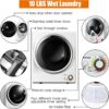 COSTWAY Compact Laundry Dryer, 110V Electric Portable Clothes Dryer with Stainless Steel Tub, Control Panel Downside Easy Control for 4 Automatic Drying Mode, White