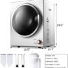 COSTWAY Compact Laundry Dryer, 110V Electric Portable Clothes Dryer with Stainless Steel Tub, Control Panel Downside Easy Control for 4 Automatic Drying Mode, White