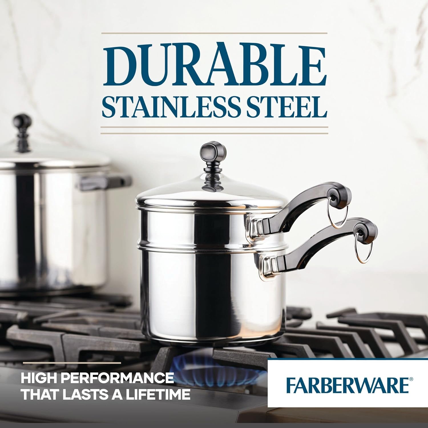 Farberware 2.0 Qt Stainless Steel Double Boiler With Lid