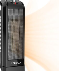 Lasko Oscillating Ceramic Space Heater for Home with Overheat Protection, Thermostat, and 3 Speeds, 15.7 Inches, Black, 1500W, CT16450, Small